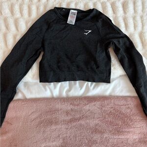 Gymshark Black Fitted Long Sleeve Crop Top